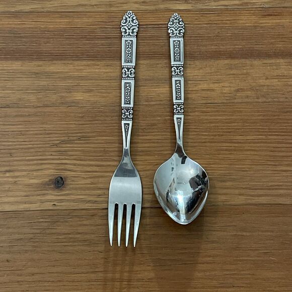 Oneida Coronation Black Accent Stainless Fork and Oval Soup Spoon Lot Flatware - Picture 7 of 9